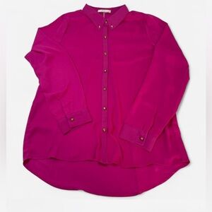 Freebird Fuchsia Blouse with Gold Stud Buttons Size L